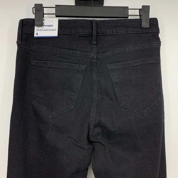 Old Navy Jeans Black High Rise Power Slim Straight Distressed NWT - Picture 6 of 8